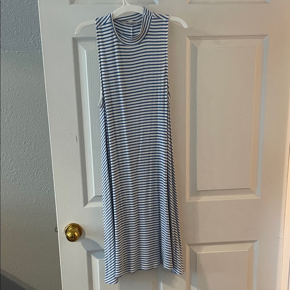 Everly Navy and White Striped Midi Dress